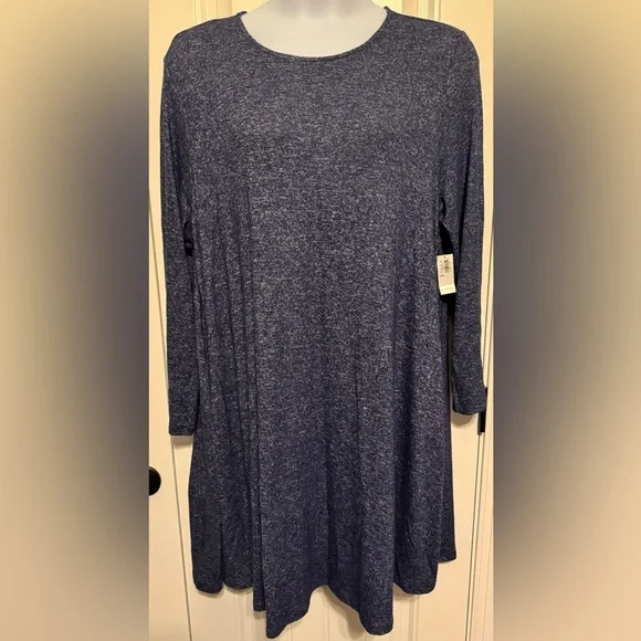 Old Navy | Dresses | Nwt Old Navy Blue Plush Long Sleeve Knee Length Swing  Dress Size Xxl | Poshmark